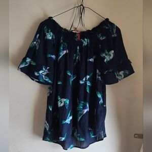 NWT Joe Fresh Hummingbird Navy Blouse